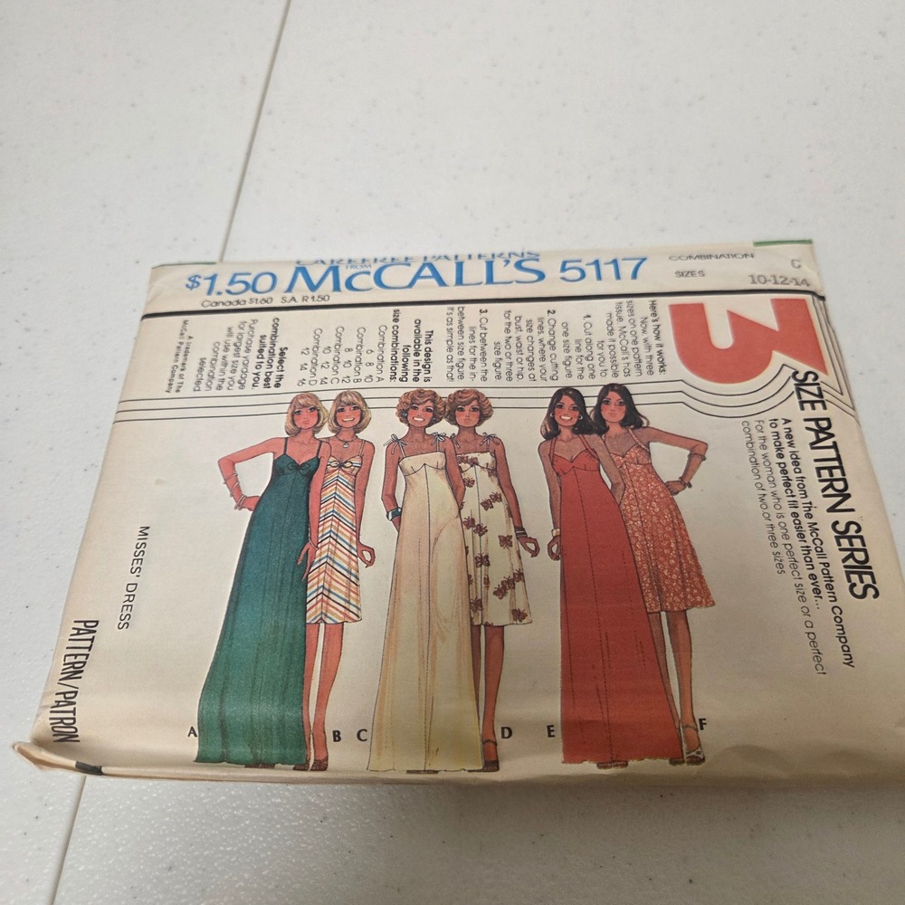 Vintage 70s McCall's 5117 Misses Dress Sewing Pattern Size 10-12-14 Halter Maxi